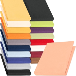 aqua-textil Spannbettlaken Pur Spannbetttuch Jersey 2erSet 90x200-100x220 cm apricot, Baumwolle, (2 Stück), anschmiegsam,bügelfrei,faltenfreier Sitz