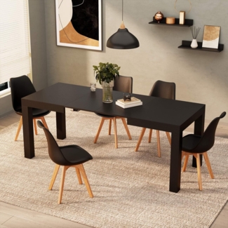 MOBILI FIVER, Ausziehtisch Küche, First, Schwarze Esche, 120 x 80 x 76 cm, Made in Italy
