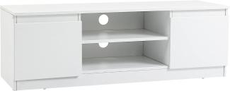 HOMCOM TV-Lowboard Fernsehtisch Fernsehschrank für Fernseher TV-Kommode bis zu 55 Zoll TV Schrank mit Schrank Regal Weiß 120 x 39,5 x 40 cm