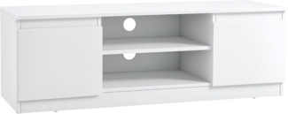 HOMCOM TV-Lowboard Fernsehtisch Fernsehschrank für Fernseher TV-Kommode bis zu 55 Zoll TV Schrank mit Schrank Regal Weiß 120 x 39,5 x 40 cm