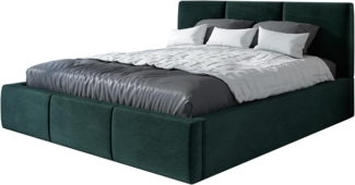 Polsterbett VEROM 160x200 mit Matratze, Bettkasten und Lattenrost. Farbe: Dunkelgrun 10