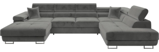 Ecksofa Torezio Bis mit Bettkasten, Schlaffunktion und Einstellbare Kopfstützen (Farbe: Manila 16, Seite: Rechts)
