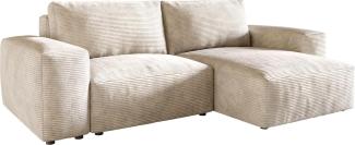 Ecksofa Lanzo L 260x160 cm Cord Beige Recamiere variabel