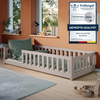 Kinderbett Bodenbett 80x180 cm mit Rausfallschutz & Lattenrost Montessori Bett Bed Gitterbett Kinder Jugendbett Einzelbett | Kaschmir weitere Größen 80x160 | 90x200 | 120x200 | 140x200 cm