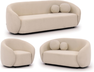 S-Style Möbel Polstergarnitur 3+2+1 Roundi, Bouclé, Luxus & Moderne Kollektion