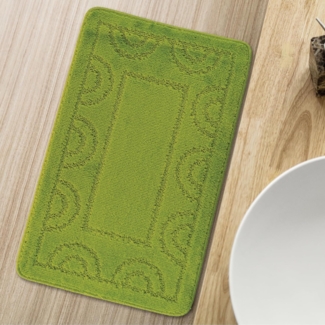 Comart - Nicole Badezimmerteppich – rechteckig 50x80 cm – rutschfeste Unterseite aus Latex – schnelltrocknend und atmungsaktiv – maschinenwaschbar – Dusch- und Badewanneneinlagen – einfarbig – Grün