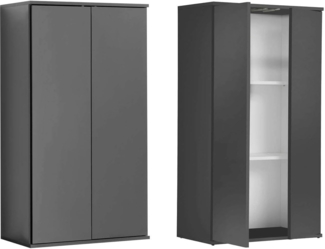 mokebo® Mehrzweckschrank 60 cm Breite mit Einlegeböden 'Der Schlanke', schmaler Schrank in Grau BZW. Schwarz Matt aus Holz, grifflose Öffnung, funktionaler Aktenschrank | Anthrazit