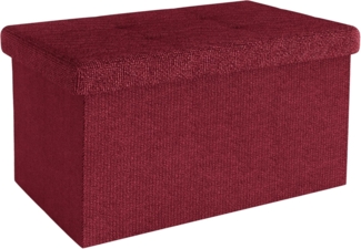 Intirilife Sitzhocker (Sitzwürfel mit Stauraum 49 x 30 x 30 cm in GRANAT ROT - Fußablage, 1 St), Faltbare Sitzbank - aus Stoff mit Mulden - Aufbewahrungsbox Truhe