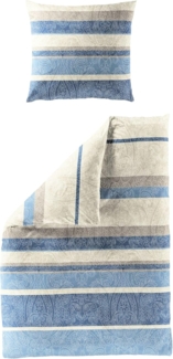 JACK Bettwäsche 135x200cm Ornamente Blau oder Rot Bierbaum, Biber, 2 teilig, orientalisches Design, Farbverlauf