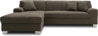 DOMO. collection Capri Ecksofa | Eckcouch in L-Form mit Schlaffunktion, Polsterecke Schlafsofa, kaki, 239 x 152 x 75 cm