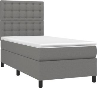 vidaXL Boxspringbett mit Matratze Dunkelgrau 90x190 cm Stoff 3142058