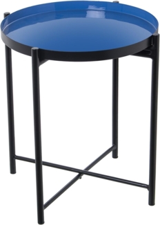 DRW Beistelltisch aus emailliertem Metall in Blau und Schwarz, 50 x 50 x 52 cm