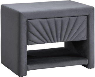 Vente-unique - Nachttisch mit 1 Schublade & 1 Ablage - Samt - Anthrazitgrau - ULAMI