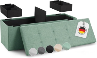 Blumtal Sitzbank mit Stauraum + 2 extra Boxen - Truhenbank mit Stauraum 110 x 38 x 38 cm - Sitztruhe mit Stauraum - Bequemer Hocker mit Stauraum - Aufbewahrungsbox mit Deckel groß - Sitztruhen Türkis hell