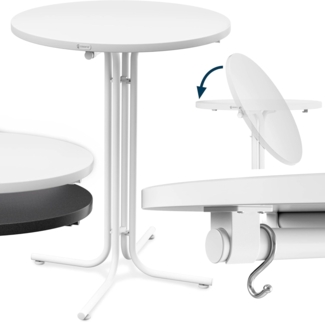 Casaria® Stehtisch Ø 70 cm Klappbar Rund Stabil Garten Hoch Holz pulverbeschichtet Metall Hochtisch Bistrotisch Partytisch Bartisch Biertisch Weiß