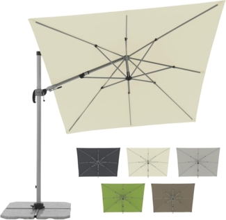 Doppler Sonnenschirm SP-AZ 320x240 cm Natur - Pendelschirm knickbar + drehbar + neigbar - Gartenschirm mit UV-Schutz 50+ - Kurbelschirm aus Aluminium - regenabweisendes Polyester-Schirmdach