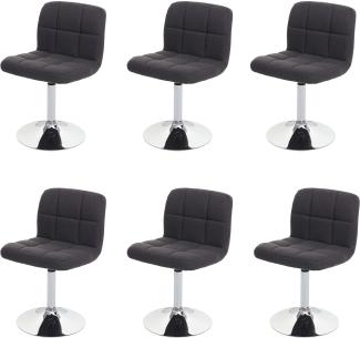 6er-Set Esszimmerstuhl Kavala, Küchenstuhl Stuhl, Stoff/Textil Chrom drehbar MVG-zertifiziert ~ dunkelgrau