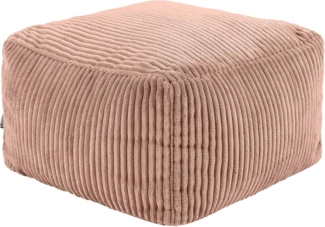 Icon Amara Hocker, Rosa, Flauschiger Cord Stoff, Sitzsack Cord, Sitzpuff Hocker mit Füllung, Fußhocker für das Wohnzimmer, Deko Wohnzimmer