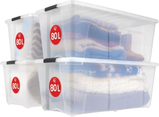 Iris Ohyama, Aufbewahrungsbox aus Kunststoff, 4er-Set, TB-84D, Transparent