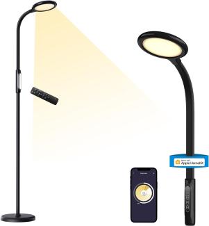 meross Smart Dimmbare LED Stehlampe mit Sprachsteuerung, App Steuerung, Fernbedienung, 3-in-1 Stehleuchte für Wohnzimmer, Schlafzimmer, Kompatibel mit HomeKit, Alexa, Google and SmartThings, Schwarz