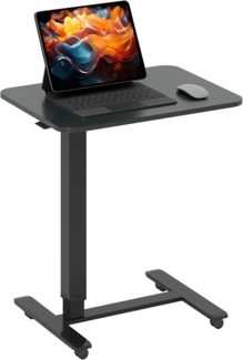 HOMCOM Schreibtisch mit 4 Rollen (Stehpult, 1-St, Höhenverstellbar C-förmig Computertisch), für Büro, Arbeitszimmer, Wohnzimmer, bis 70 kg belastbar, Schwarz