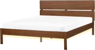 Bett mit LED BOISSET 160 x 200 cm LED Heller Holzfarbton