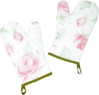 Lashuma Topfhandschuhe Rose, (Set, 2-tlg), Frauen Kochhandschuhe, Ofenhandschuhe groß 30x20 cm