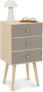 IDIMEX Nachtkommode PELO, Nachtkommode mit 3 Schubladen aus Paulowina Holz Natur/Grau