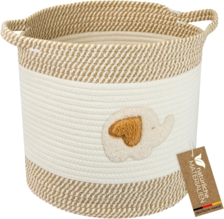 HMF Aufbewahrungskorb Aufbewahrungskorb mit verstärkten, verlängerten Griffen (1 St), Korb für Kinderzimmer aus Baumwolle, Elefantenmotiv, 30,5 x 30,5 cm