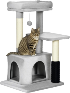 PawHut Kratzbaum Katzenbaum mit Massageecke Katzenhöhle Katzenkratzbaum Hellgrau, 48L x 48B x 85H cm