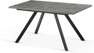 B&D home Esstisch ausziehbar, Metallgestell schwarz, Esszimmermöbel modern, für 4-6 Personen, Küchentisch, Esszimmertisch, für Esszimmer, Küche, Beton Optik, 120-160x80 cm, 11202-FS-BETO