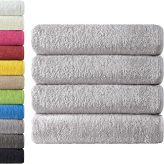 NatureMark 4er Pack Duschtücher, Größe 70x140 cm, Silber Grau, 100% Baumwolle