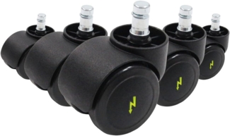 hjh OFFICE 619045 5x Elektrisch leitfähige Rollen 11x50 mm Bürostuhl Rollen für harte Böden | Vermeidung von statischer Aufladung