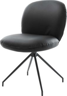 Drehstuhl Nube-Flex Echt-Leder Schwarz Kreuzgestell konisch Schwarz 180° drehbar Taschenfederkern