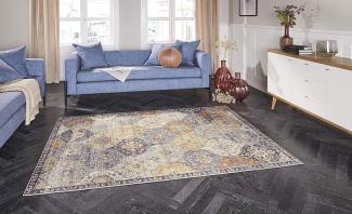 Kurzflor Teppich Kashmir Ghom Honiggelb - 80x150x0,7cm