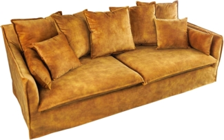 riess-ambiente 3-Sitzer HEAVEN 210cm senfgelb · Hussensofa inkl. Kissen und abnehmbaren Bezug, Einzelartikel 1 Teile, Wohnzimmer-Couch · Samt-Bezug · Federkern-Polsterung · Landhausstil