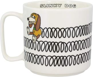 Disney Toy Story Tasse Slinky Dog weiß-schwarz-braun, bedruckt, 100 % Keramik