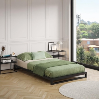 skølm 'Vidar' Bett 120x200 cm, Metall, schwarz, Höhe 15 cm hoch, Doppelbett mit Lattenrost