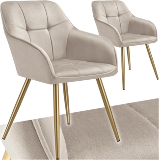 tectake Esszimmerstuhl Stuhl Marilyn, Samtoptik, gesteppt (Set, 2 St), Extra weicher Samtbezug mit elegantem Steppmuster