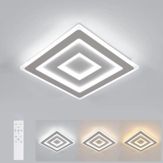 Comely LED Deckenleuchte Dimmbar Quadratisch for Wohnzimmer, 52W 5850LM 40cm Weiß Moderne Quadrat LED deckenlampe mit Fernbedienung für Wohnzimmer Schlafzimmer, Dimmbar 3000K-6500K