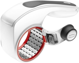 Zyliss E900011 Alles Käse Käsereibe, Kunststoff/Edelstahl, Weiß/Grau, Käse-Trommelreibe Hobel und Reibe, 2 auswechselbare Klingen für feines oder grobes Reiben