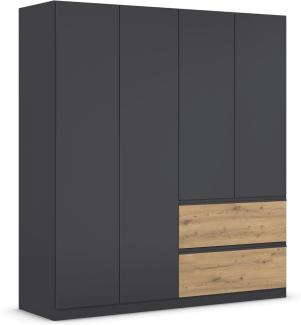 rauch Kleiderschrank, Drehtürenschrank COSTA, 4-türig, push-to-open, Grau metallic, 181 x 197 x 54 cm