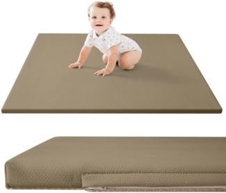 Hakuna Matte Kinderteppich für Baby aus veganem Leder 120 x 120 x 2,5 cm, Höhe: 25 mm, Extra-weich, Abwischbar, Rutschfeste Rückseite