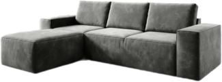 Designer Sofa Solaris mit Schlaffunktion und Stauraum Grau Links