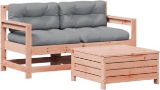 3-tlg. Garten-Lounge-Set mit Kissen Massivholz Douglasie