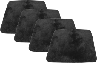 Reissner Lammfelle 4er Set Sitzkissen Lammfell Vollfell Siki KISSEN-VF-40-Set4-SCH (Rollstuhlauflage Katzenbett) VF 40x40 cm schwarz