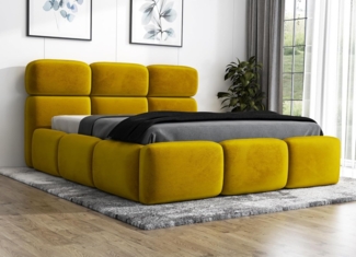 Polsterbett MAROKO 140x200 mit Matratze, Bettkasten und Lattenrost. Farbe: Bernesteigraun 34