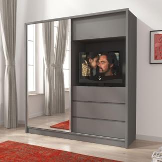 Designer Schrank Cosmo mit TV Vorrichtung Grau