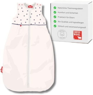 4 Jahreszeiten Kinderschlafsack in 3 Größen & vielen süßen Designs - Atmungsaktiver Schlafsack für einen erholsamen Schlaf mit Zizzz (90cm (6-24 M), Lucky star)