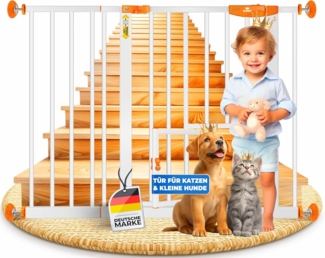 KIDIZ® Türschutzgitter Absperrgitter Treppengitter Kindergitter | mit Türe für Hunde und Katzen, Haustier | ohne Bohren | erweiterbar | kombinierbar mit Y-Spindeln | schwenkbar, Größe: 102-115 cm